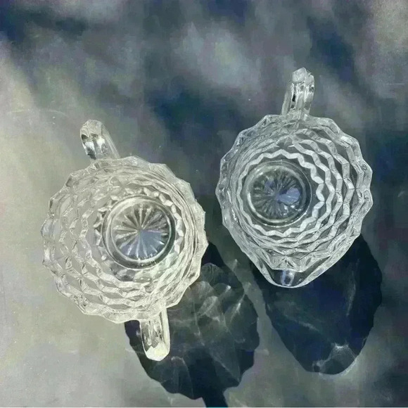 Vintage Fostoria American Clear Glass Creamer & Sugar Set - Picture 5 of 5